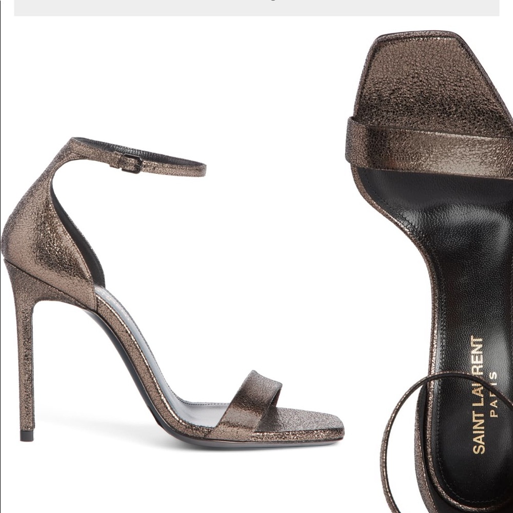 Saint Laurent Amber Ankle Strap Sandal Heels 37.5